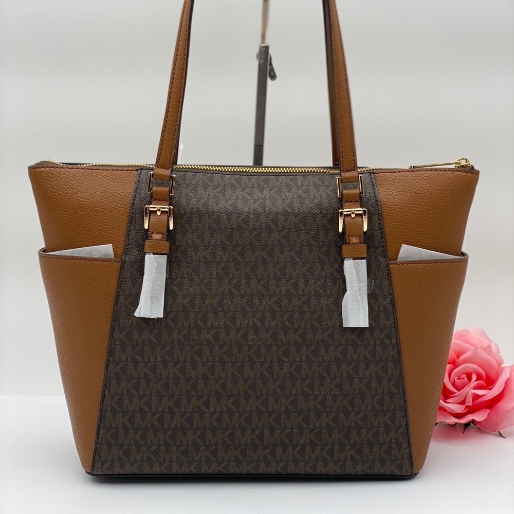 Michael Kors Charlotte LG TZ Tote Sig Brown - Picture 3 of 8